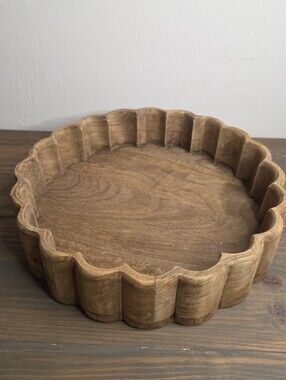Magnolia Wood Scalloped Tray Farmhouse Look Kitchen